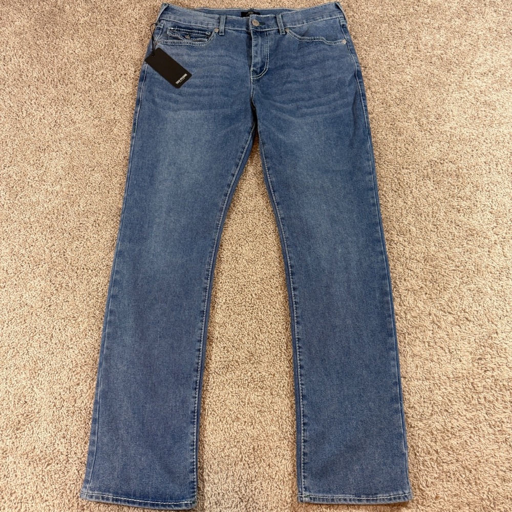True Religion‎ Ricky Relaxed Straight Mens 34 Blue NEW Big T Flap Jeans 701193